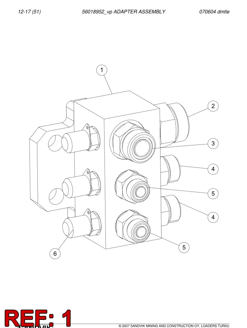 56018951 560 189 51 CONNECTOR - Sandvik Technical Drawing