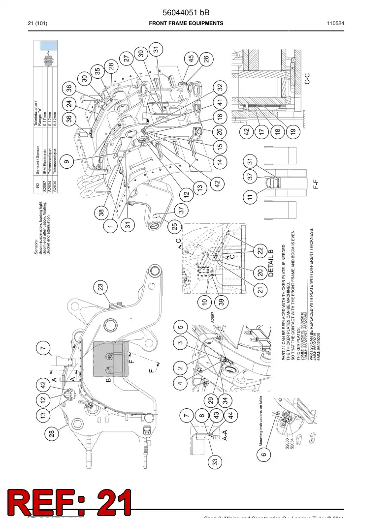 56018961 560 189 61 Plate - Sandvik Technical Drawing
