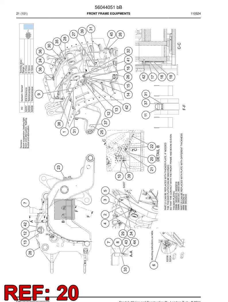 56018964 560 189 64 Plastic plate - Sandvik Technical Drawing