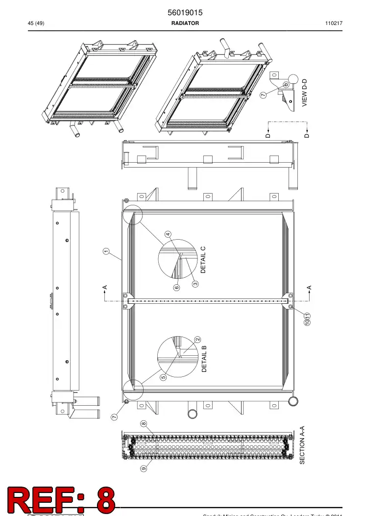 56019021 560 190 21 Beam, Support - Sandvik Technical Drawing