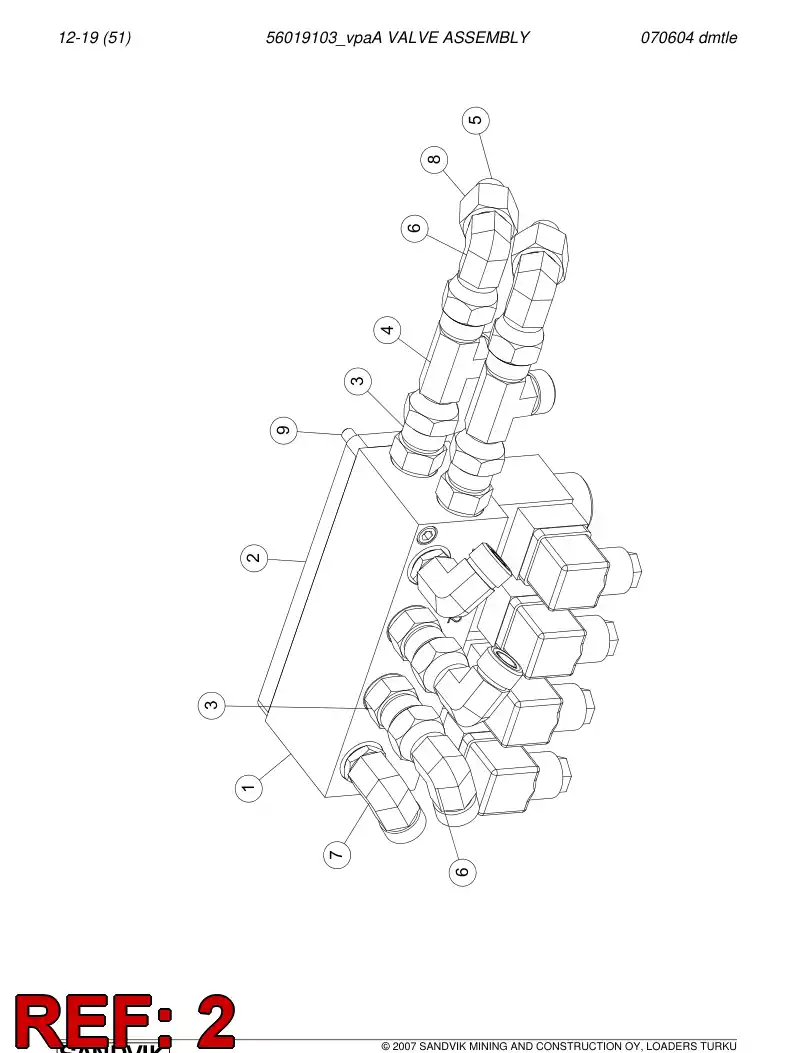 56019103a 560 191 03a Valve assembly - Sandvik Technical Drawing