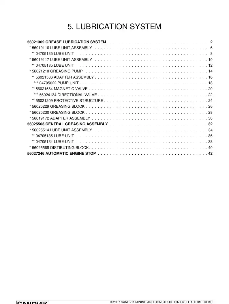 56019116 560 191 16 Lube unit assembly - Sandvik Technical Drawing