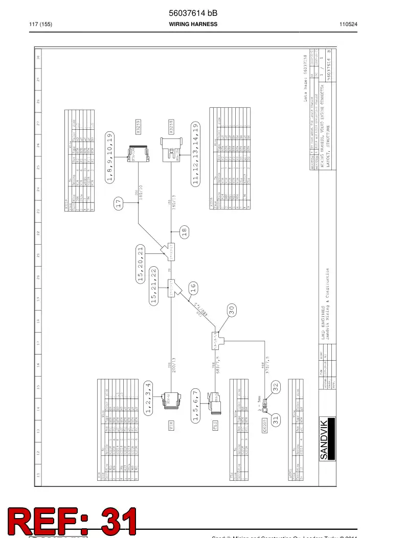 56019355 560 193 55 Cable terminal - Sandvik Technical Drawing