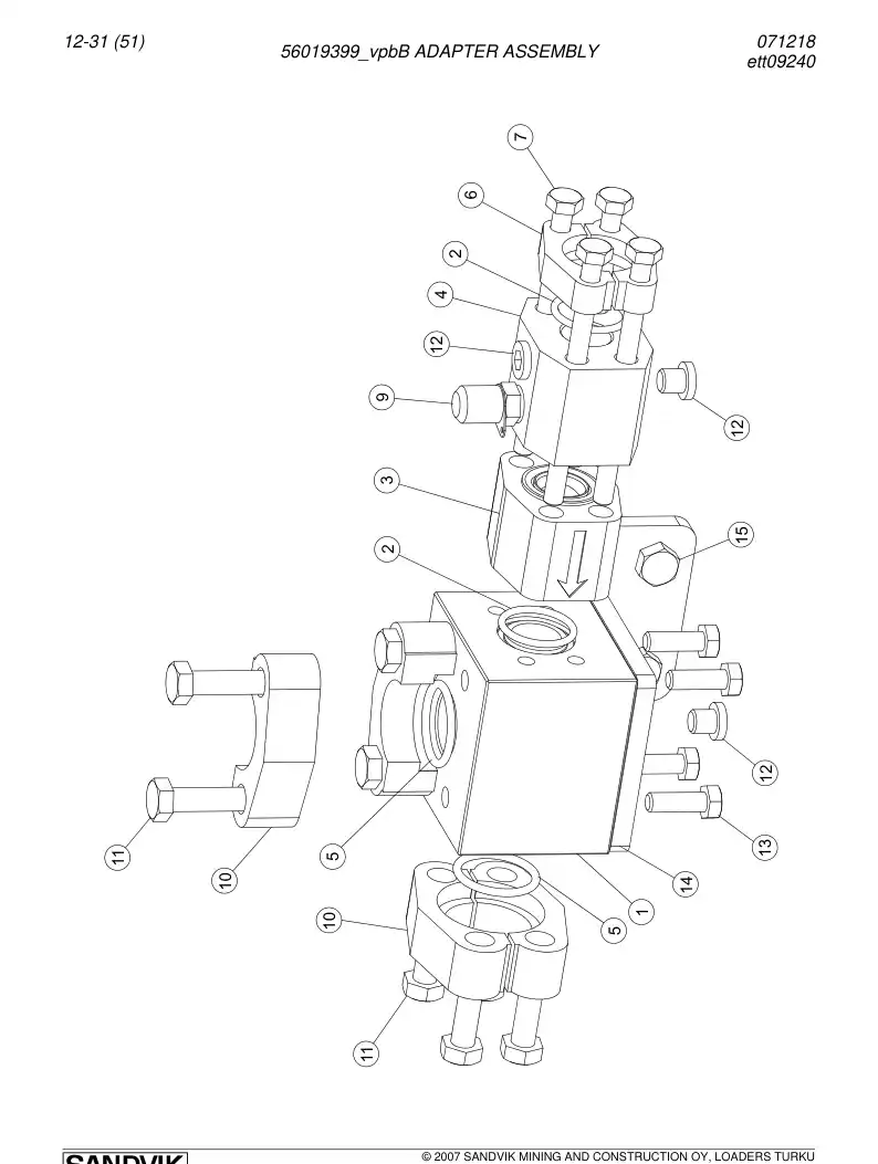 56019399b 560 193 99b ADAPTER ASSEMBLY - Sandvik Technical Drawing