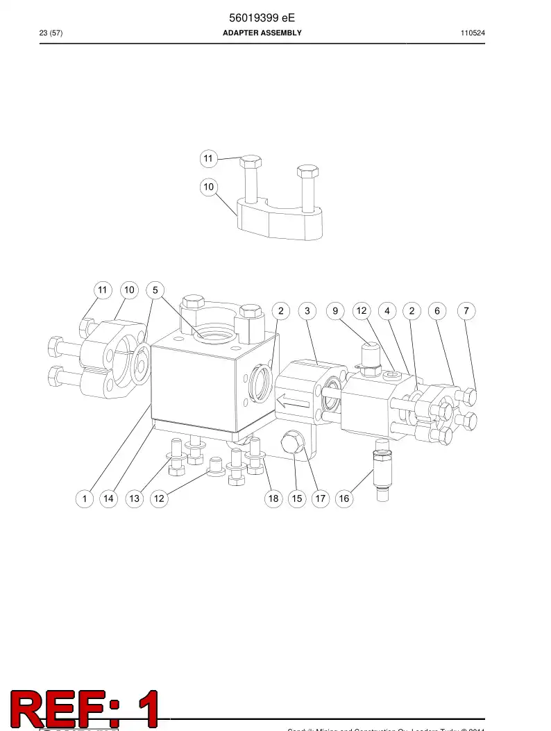 56019427 560 194 27 Distibuting block - Sandvik Technical Drawing