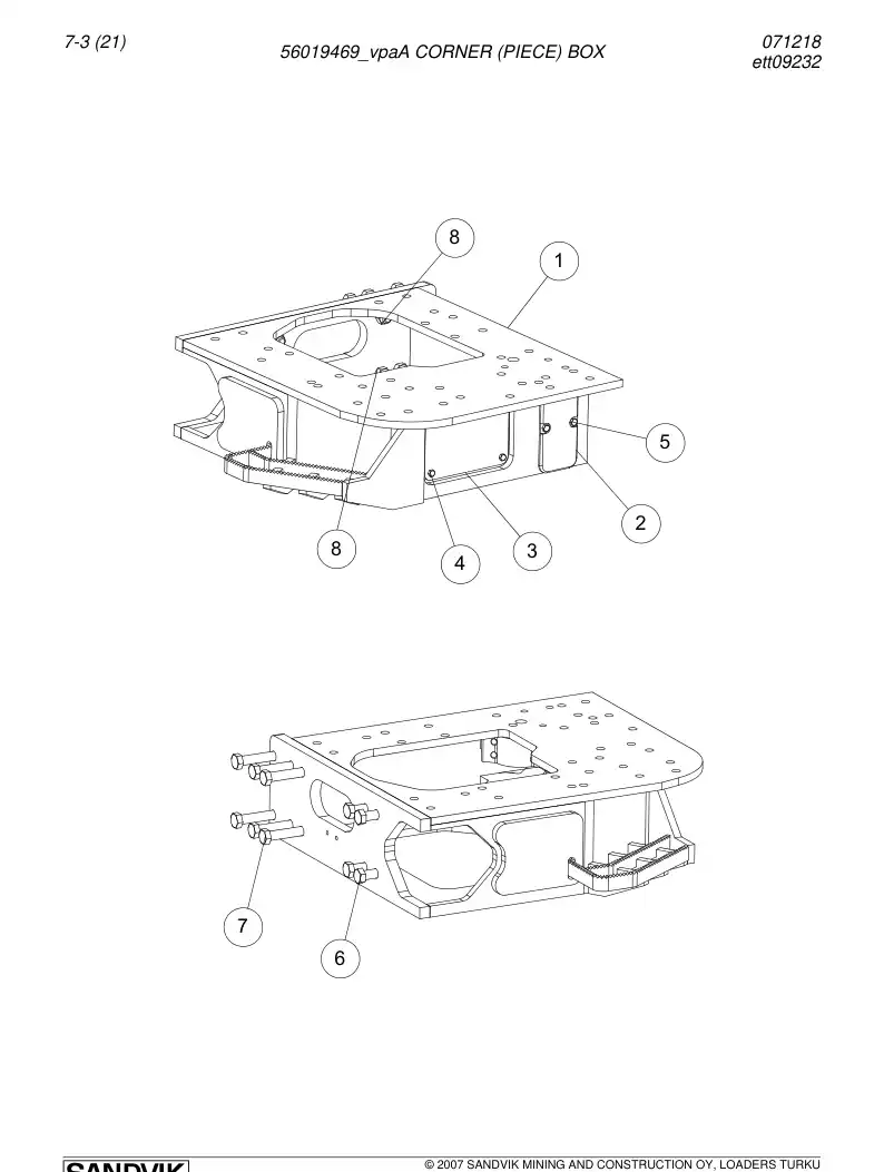 56019469a 560 194 69a CORNER (PIECE) BOX - Sandvik Technical Drawing