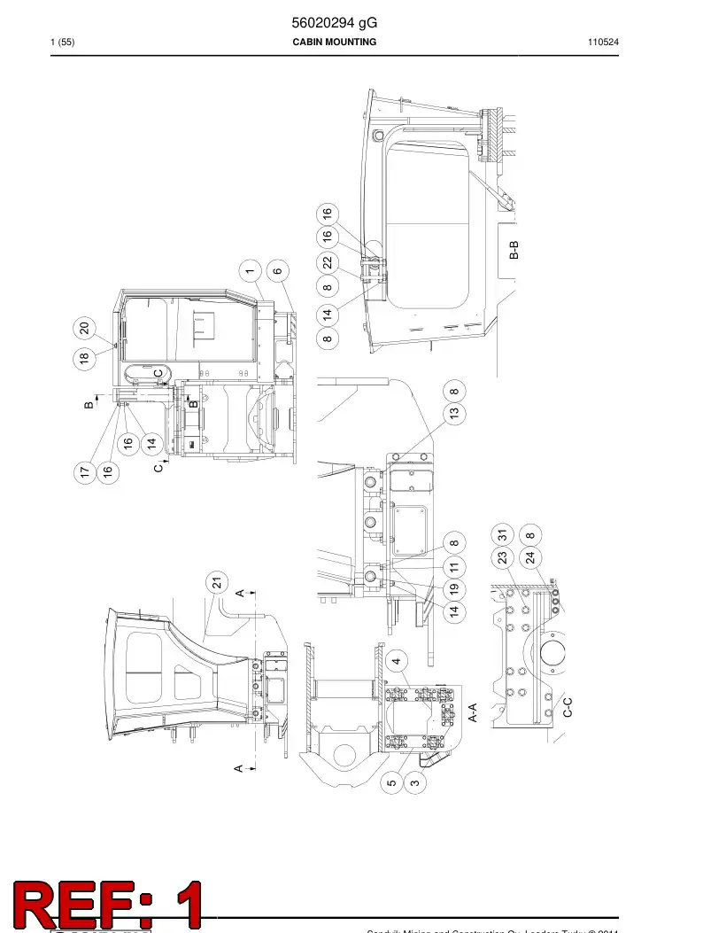 56019507 560 195 07 Cover rubber - Sandvik Technical Drawing
