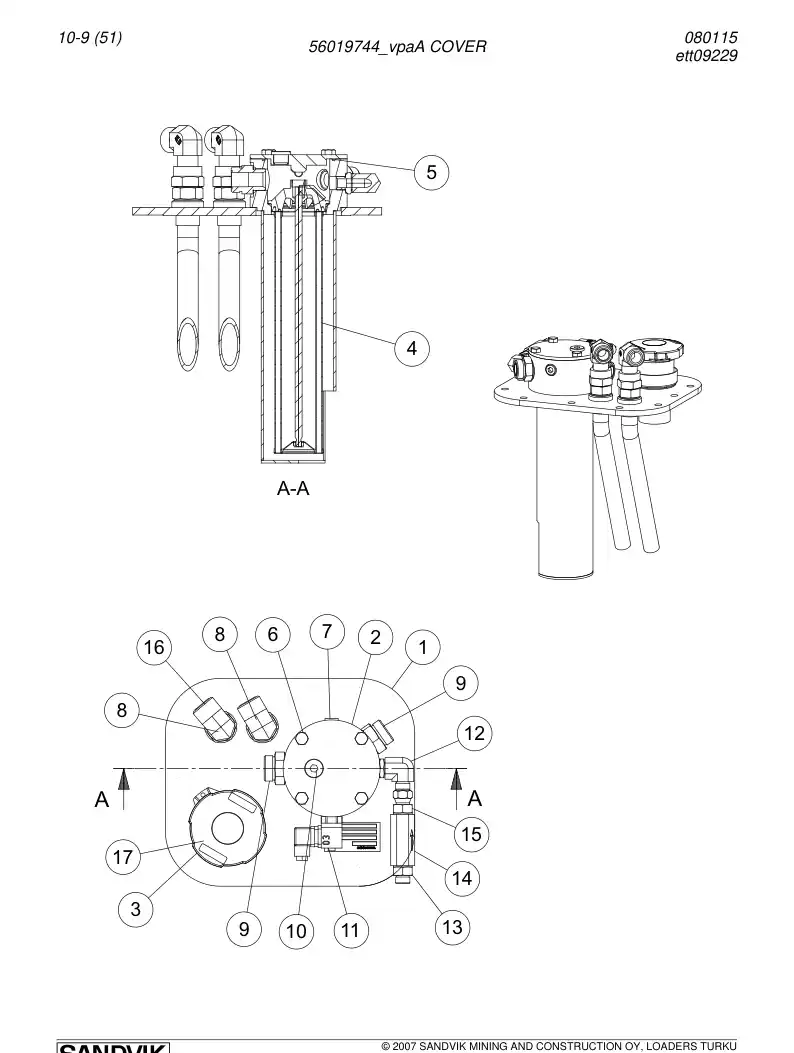 56019744a 560 197 44a Cover - Sandvik Technical Drawing