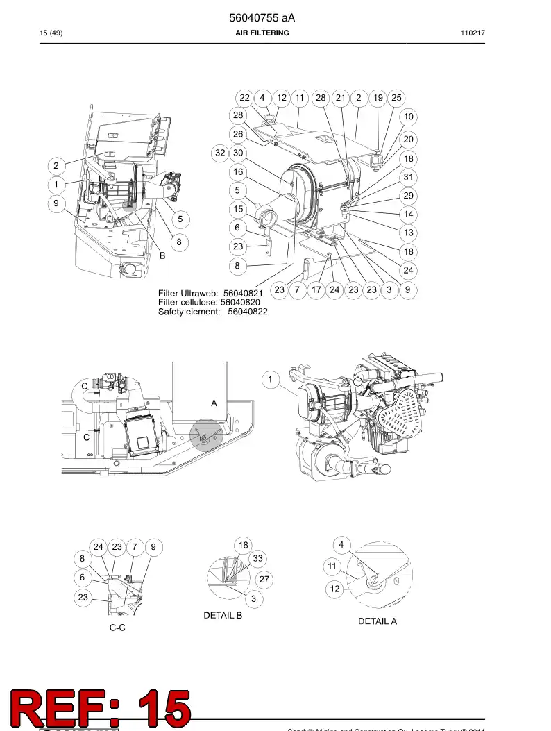 56019915 560 199 15 Clamp, Hose - Sandvik Technical Drawing