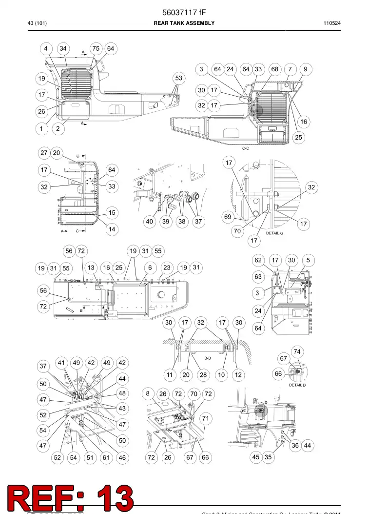 56019962 560 199 62 Plate - Sandvik Technical Drawing