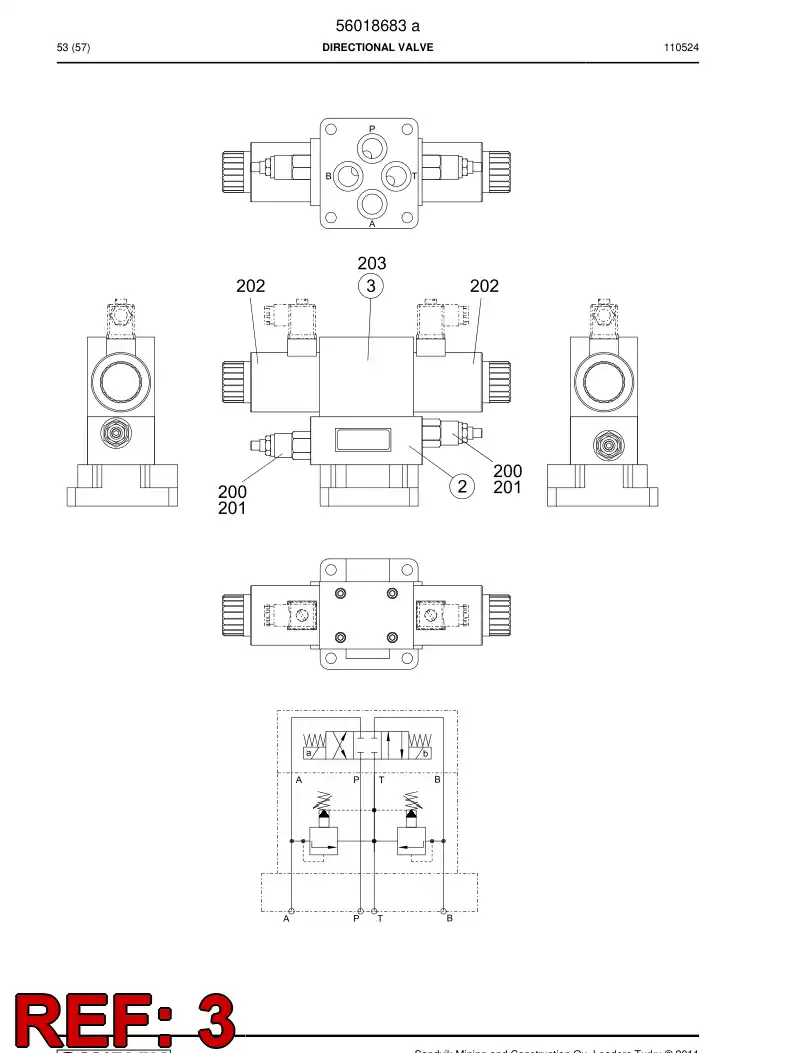 56020204 560 202 04 Directional valve - Sandvik Technical Drawing