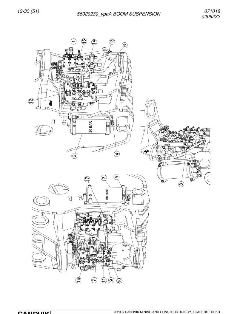 56020230a 560 202 30a BOOM SUSPENSION - Sandvik Technical Drawing