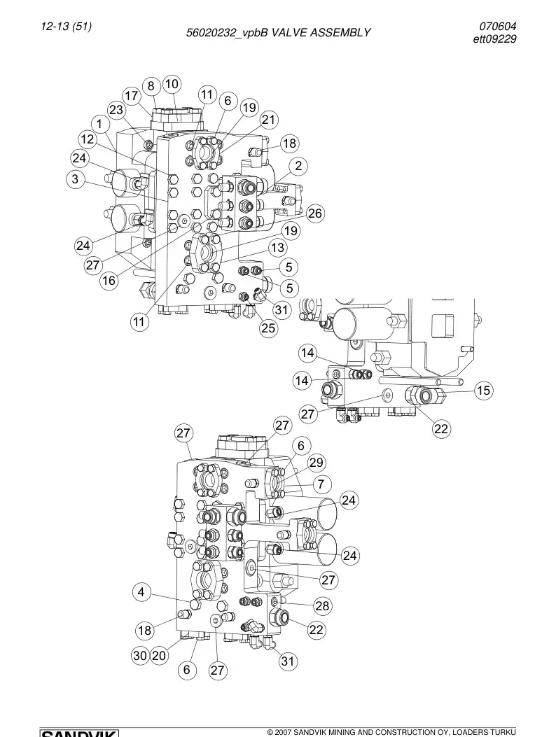 56020232b 560 202 32b VALVE ASSEMBLY - Sandvik Technical Drawing