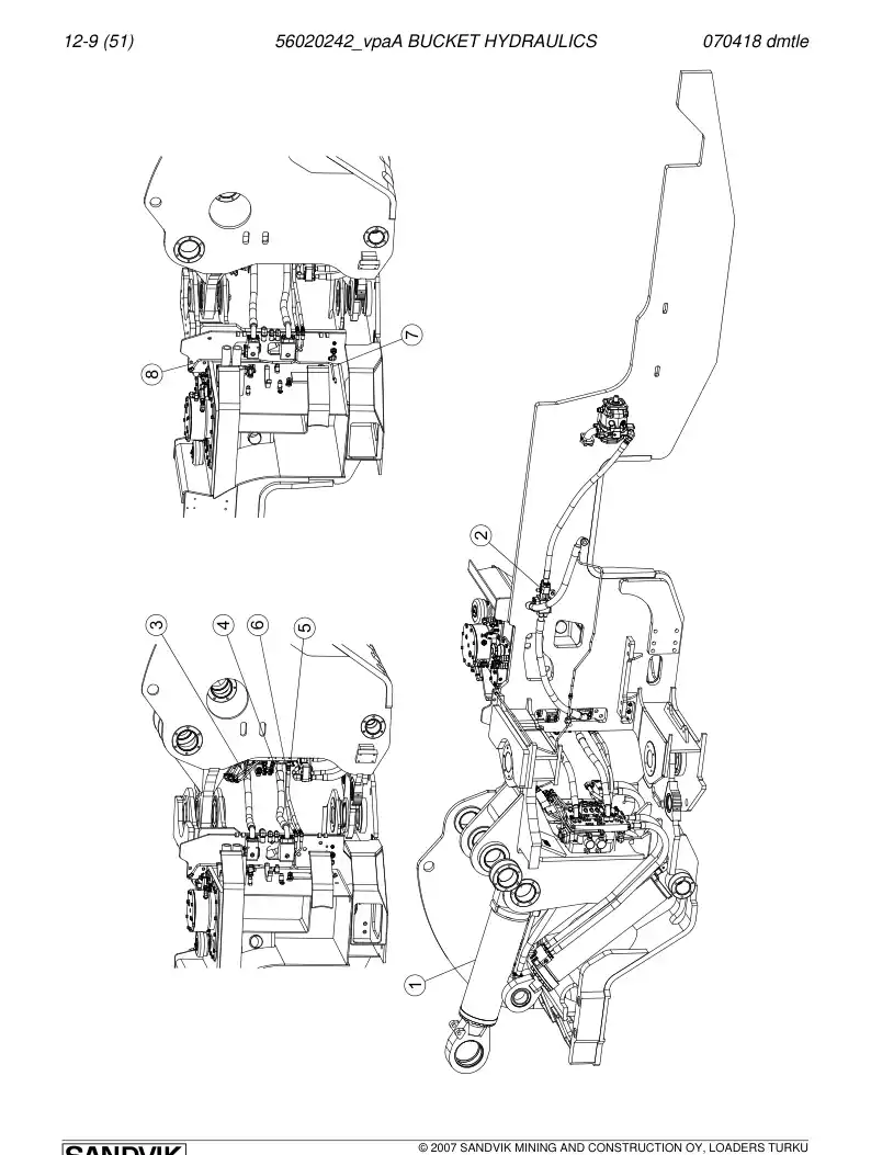 56020242a 560 202 42a BUCKET HYDRAULICS - Sandvik Technical Drawing