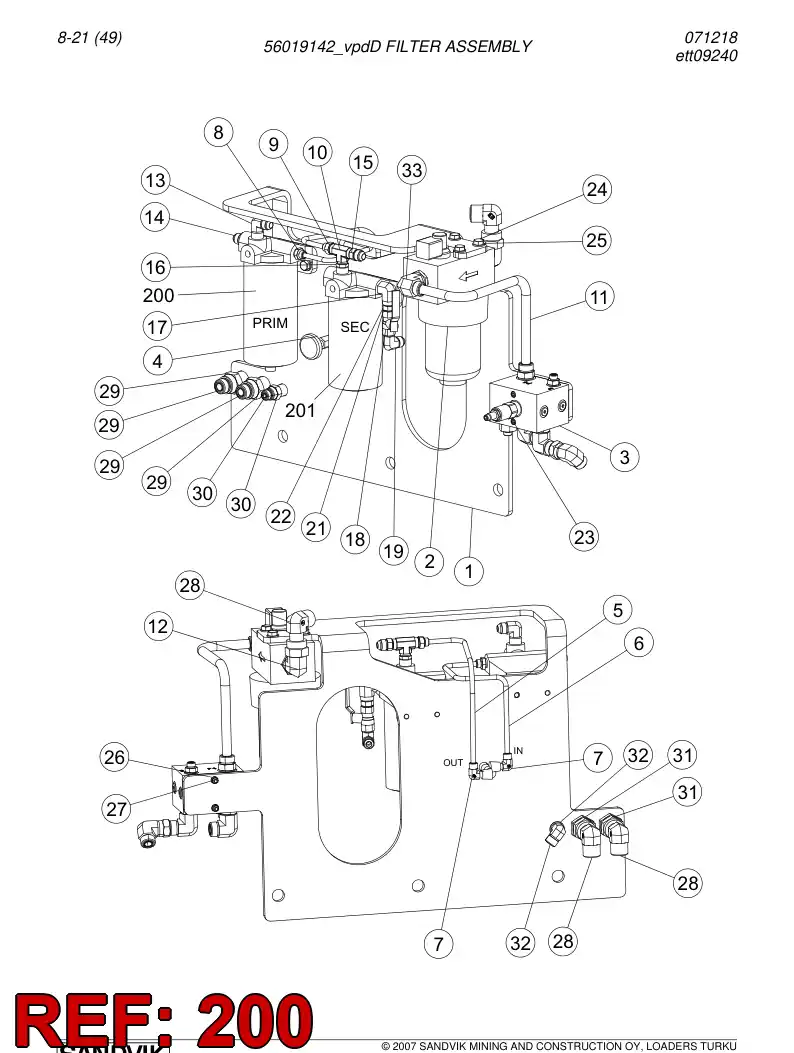 56020526 560 205 26 Fuel filter - Sandvik Technical Drawing
