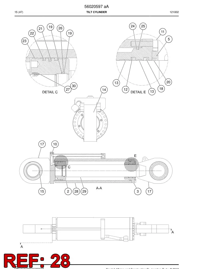 56020598 560 205 98 Cylinder tube - Sandvik Technical Drawing