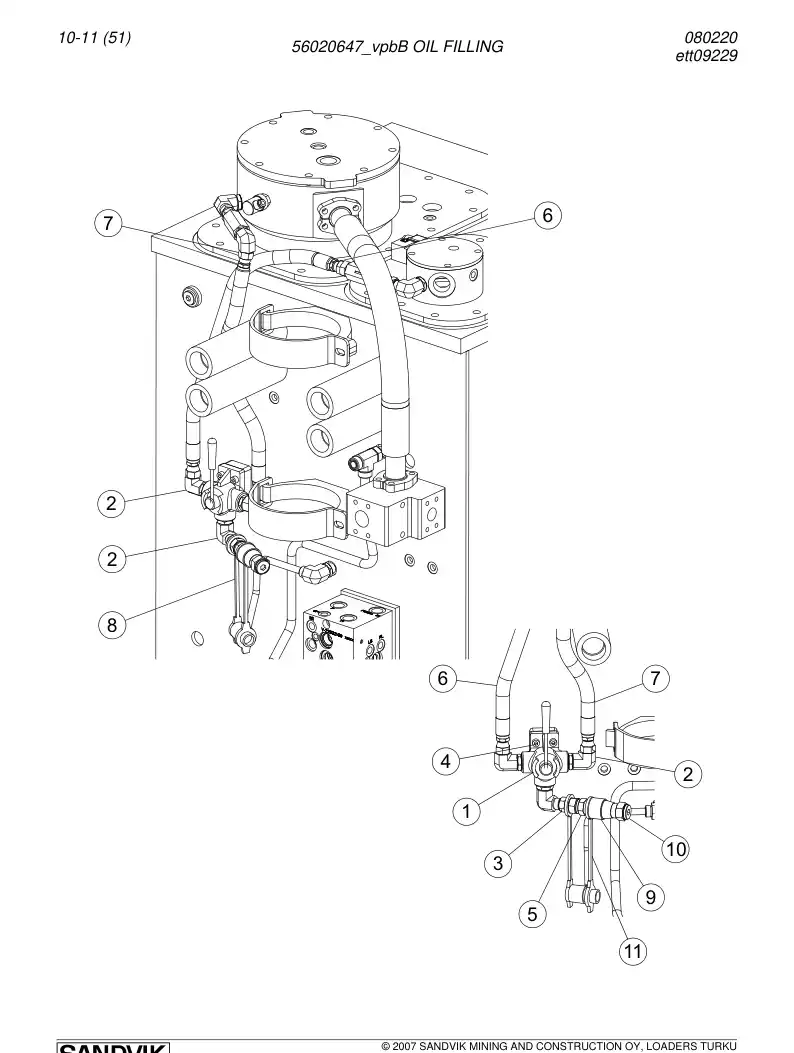 56020647b 560 206 47b Oil filling - Sandvik Technical Drawing