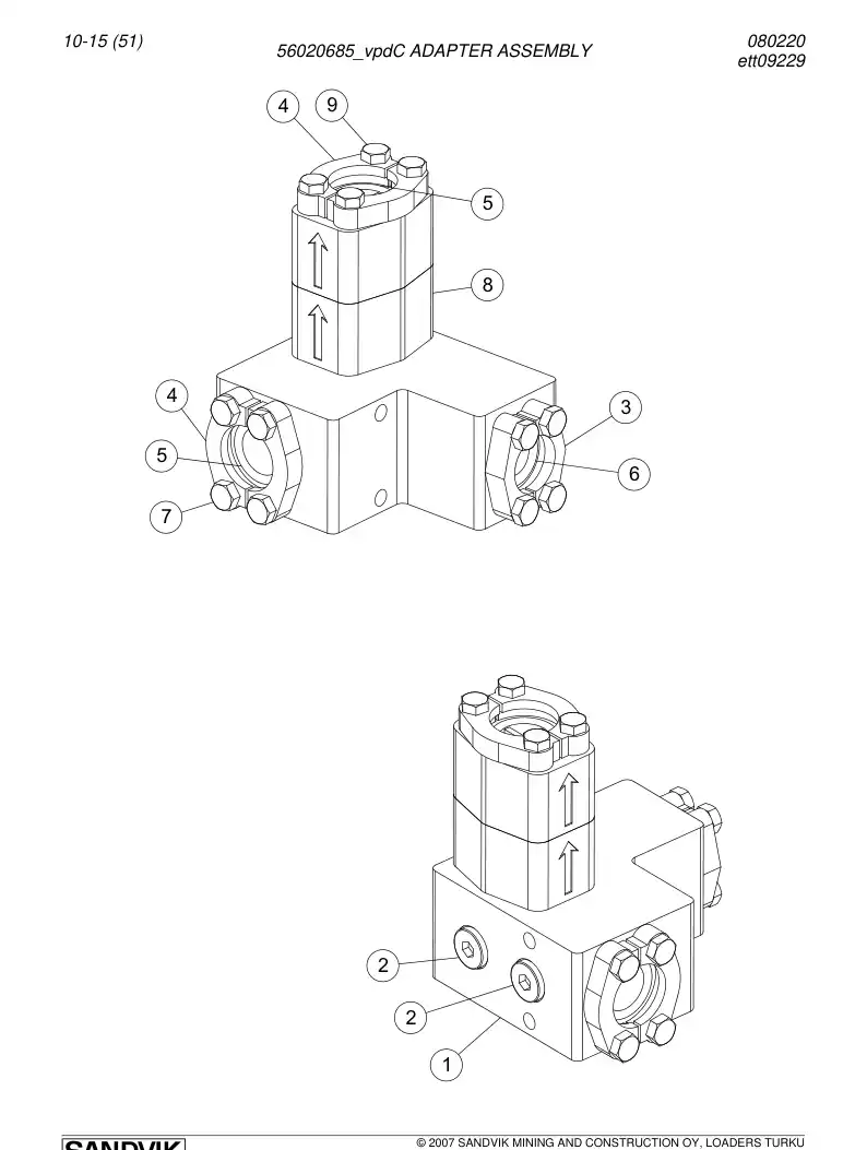 56020685d 560 206 85d Adapter assembly - Sandvik Technical Drawing
