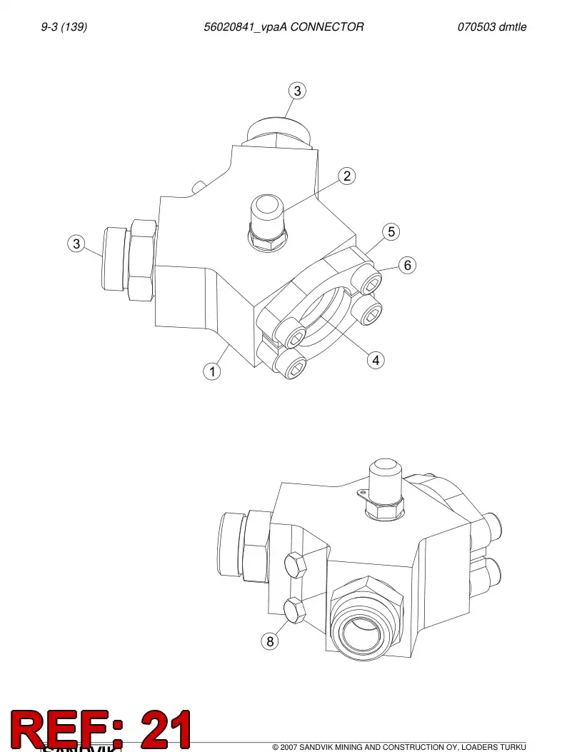 56020841a 560 208 41a CONNECTOR - Sandvik Technical Drawing