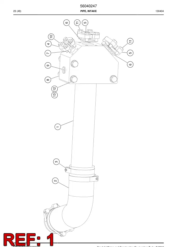 56020863 560 208 63 Pipe, Intake - Sandvik Technical Drawing