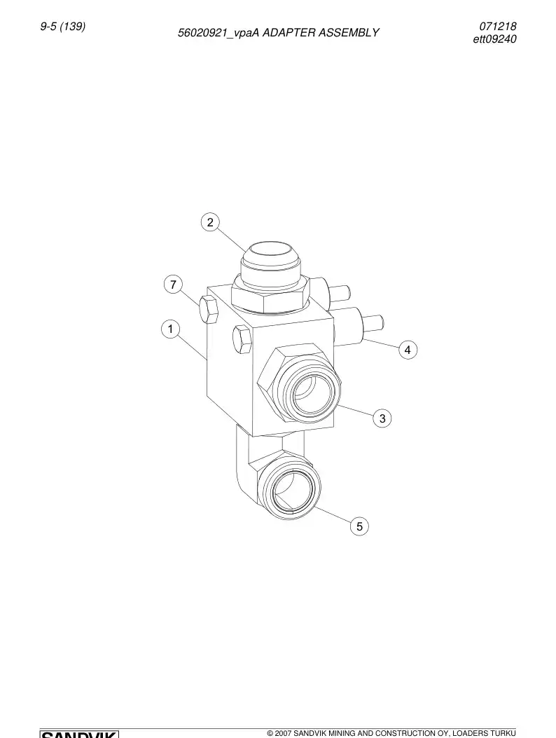 56020921a 560 209 21a ADAPTER ASSEMBLY - Sandvik Technical Drawing