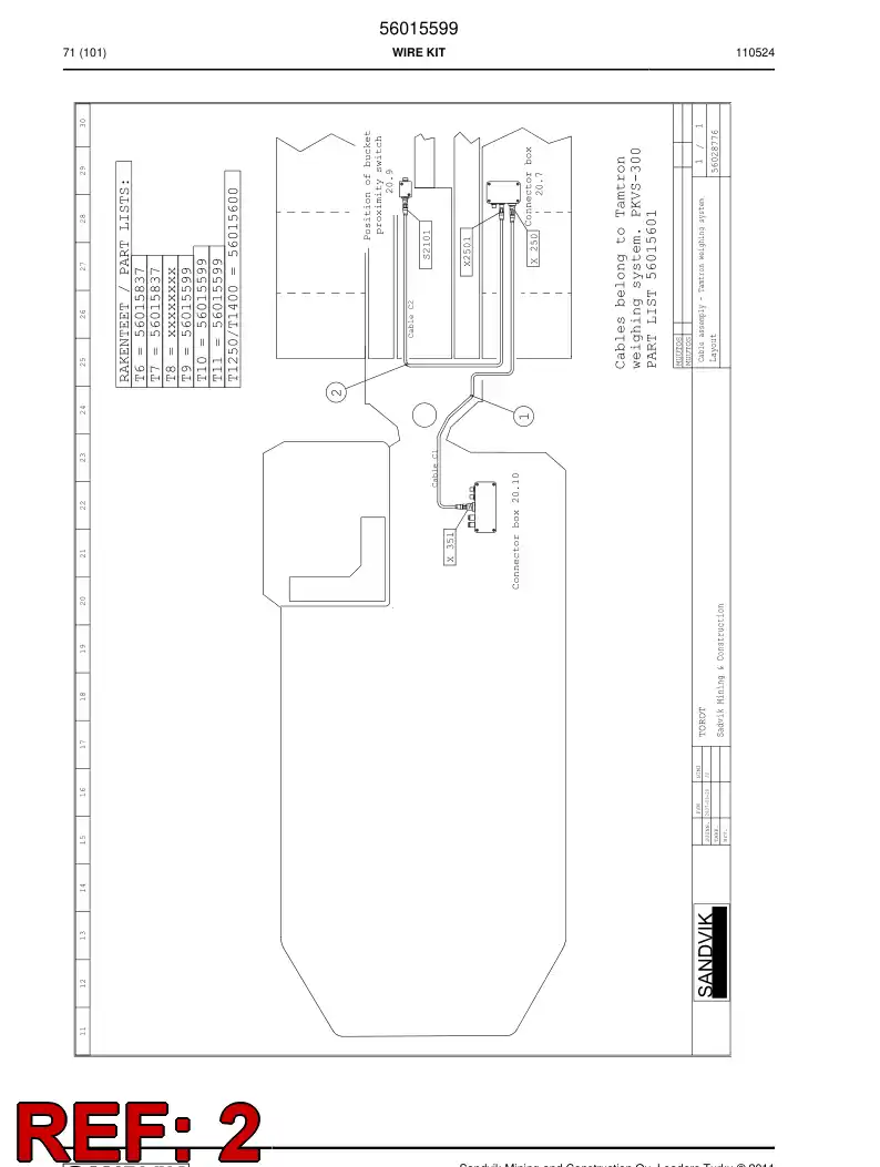 56020952 560 209 52 Wire kit - Sandvik Technical Drawing