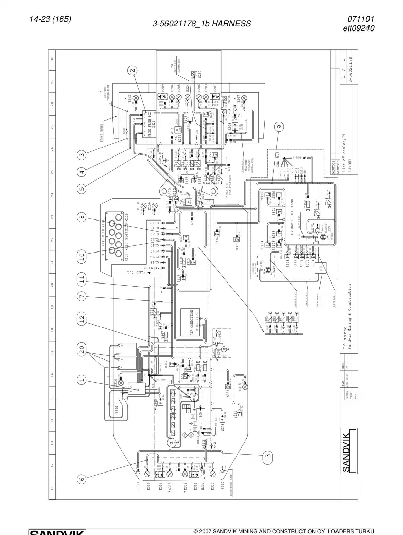 56021178b 560 211 78b HARNESS - Sandvik Technical Drawing