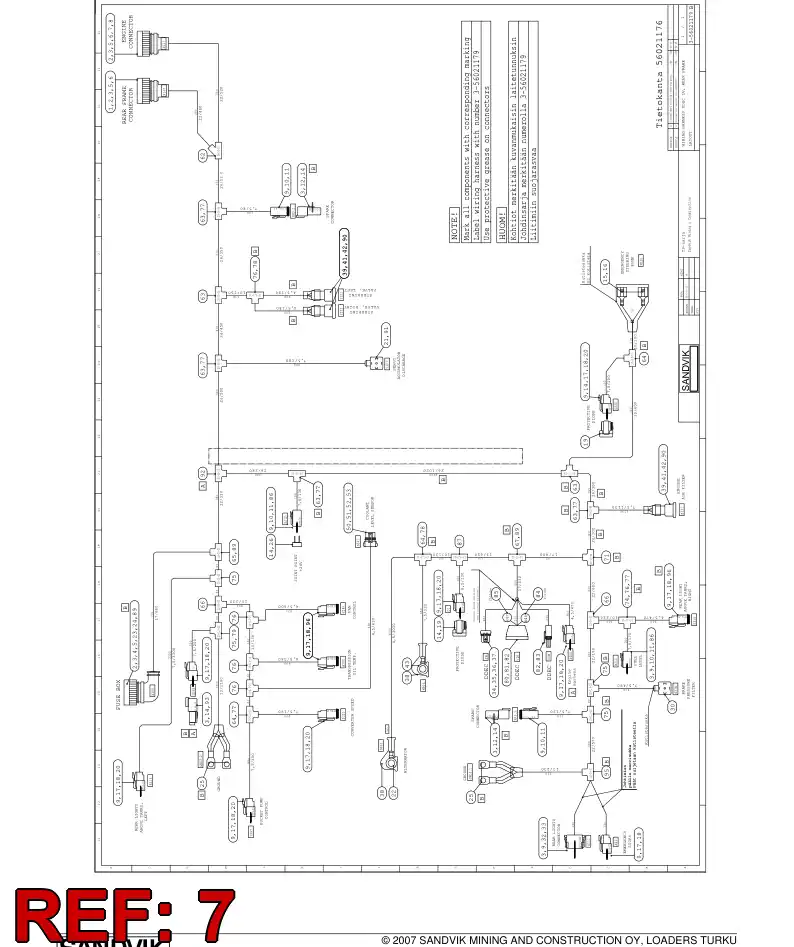 56021179b 560 211 79b Wiring harness - Sandvik Technical Drawing