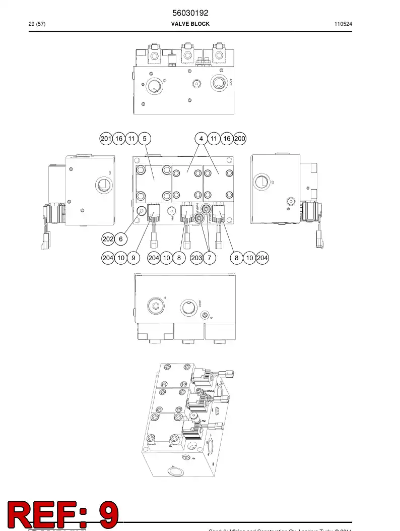 56021213 560 212 13 Directional valve - Sandvik Technical Drawing