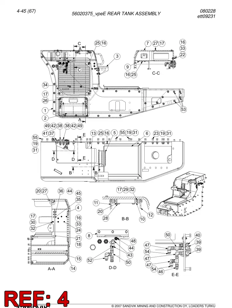 56021351 560 213 51 Grate - Sandvik Technical Drawing