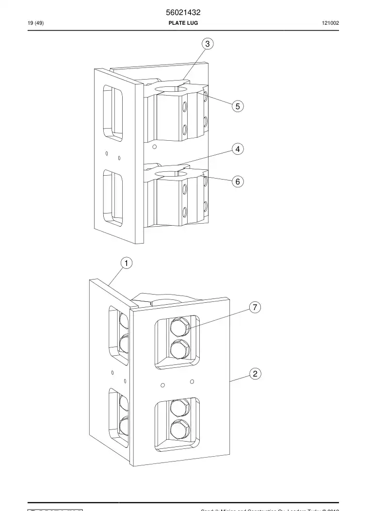 56021432 560 214 32 Plate lug - Sandvik Technical Drawing