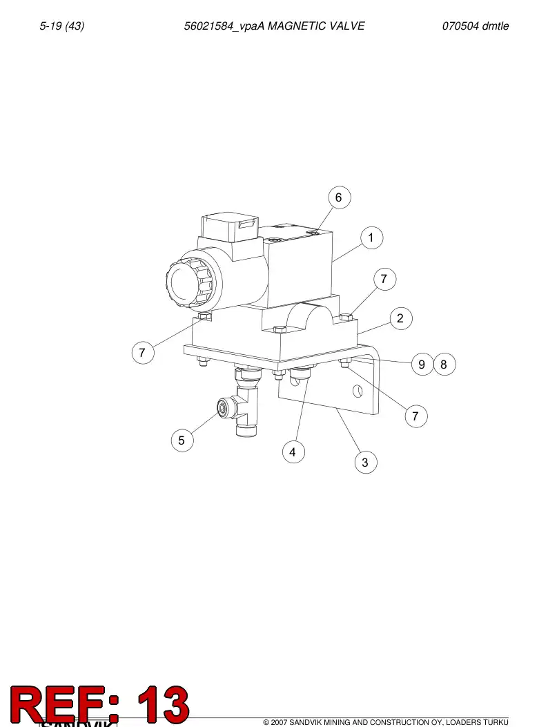 56021584a 560 215 84a MAGNETIC VALVE - Sandvik Technical Drawing