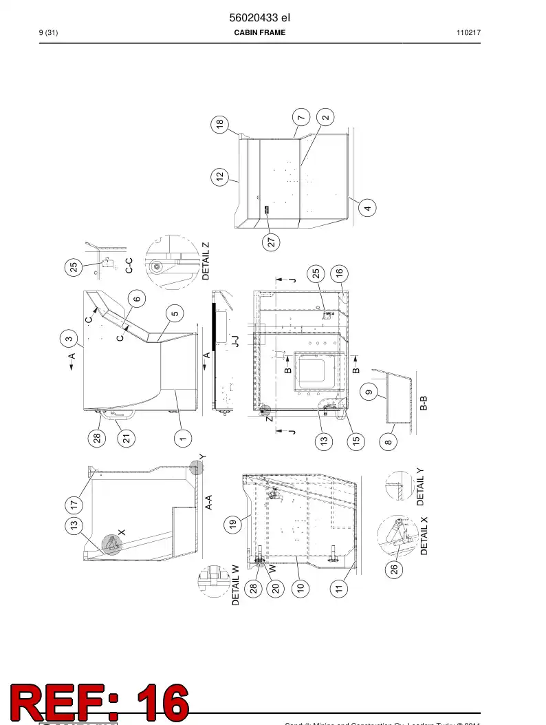 56021619 560 216 19 Plate - Sandvik Technical Drawing