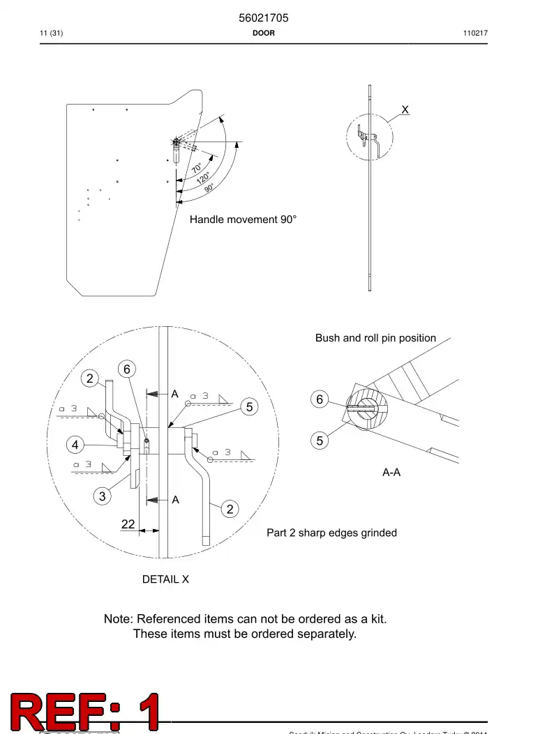 56021704 560 217 04 Door - Sandvik Technical Drawing