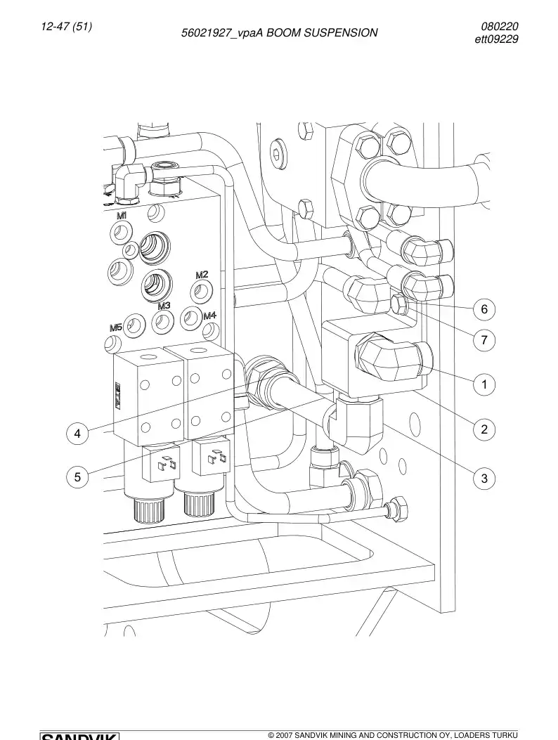 56021927a 560 219 27a BOOM SUSPENSION - Sandvik Technical Drawing