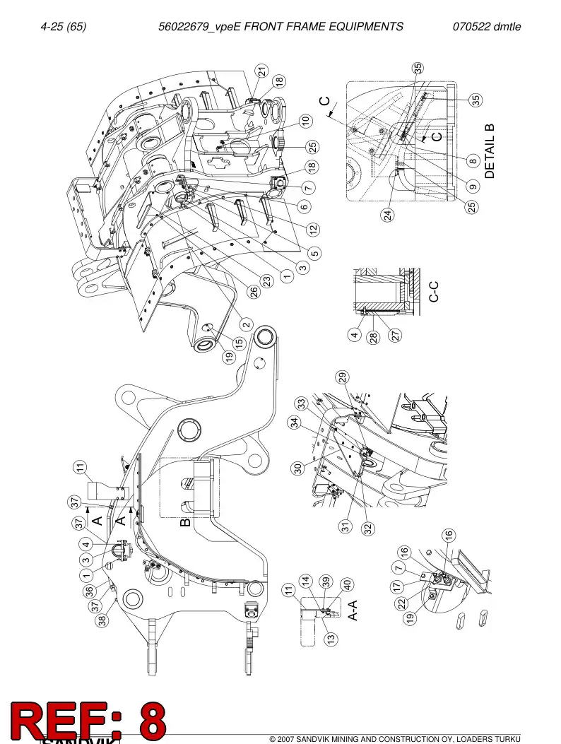 56022679e 560 226 79e FRONT FRAME EQUIPMENTS - Sandvik Technical Drawing