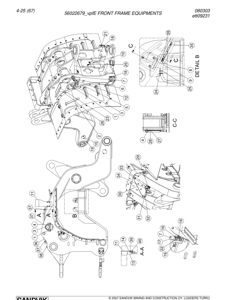 56022679f 560 226 79f FRONT FRAME EQUIPMENTS - Sandvik Technical Drawing