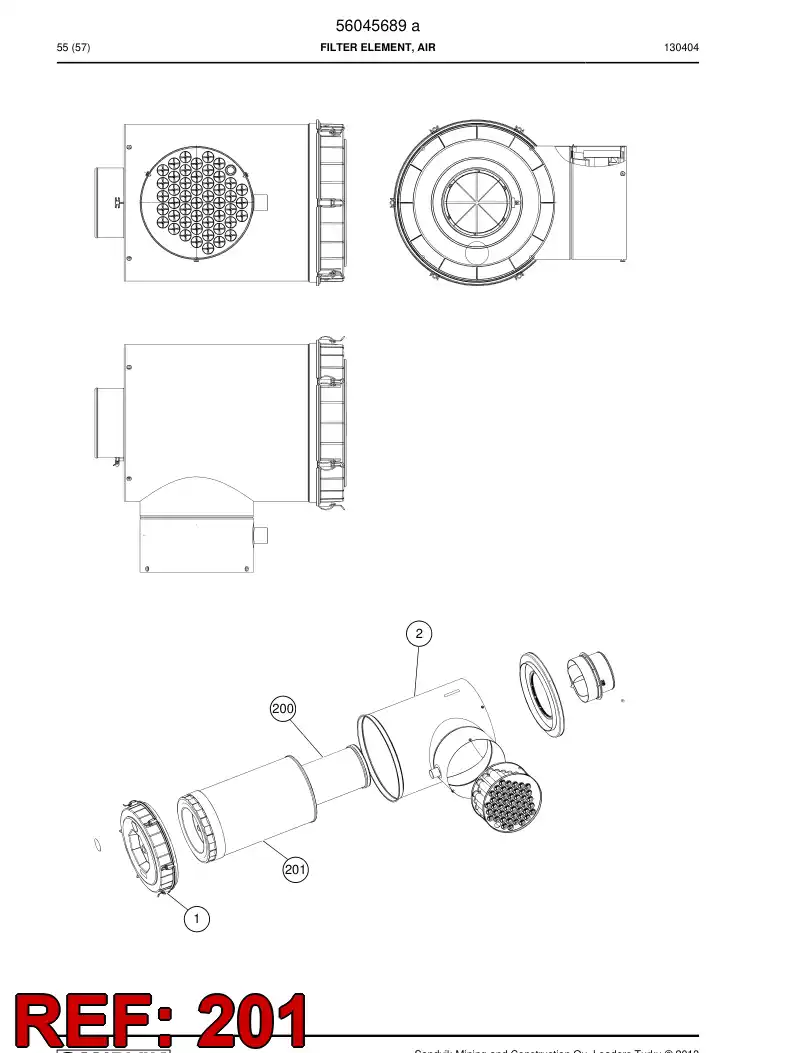 56023052 560 230 52 Filter element - Sandvik Technical Drawing