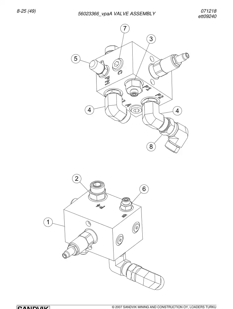 56023366a 560 233 66a Valve assembly - Sandvik Technical Drawing