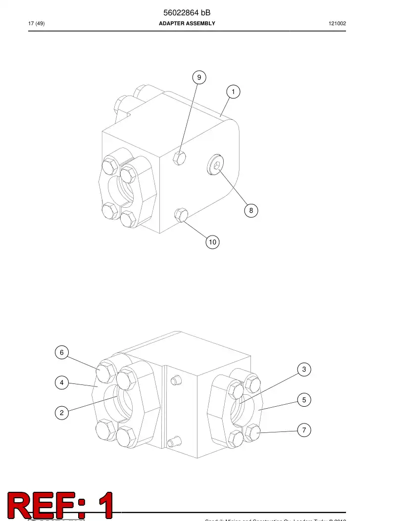 56023423 560 234 23 Distibuting block - Sandvik Technical Drawing