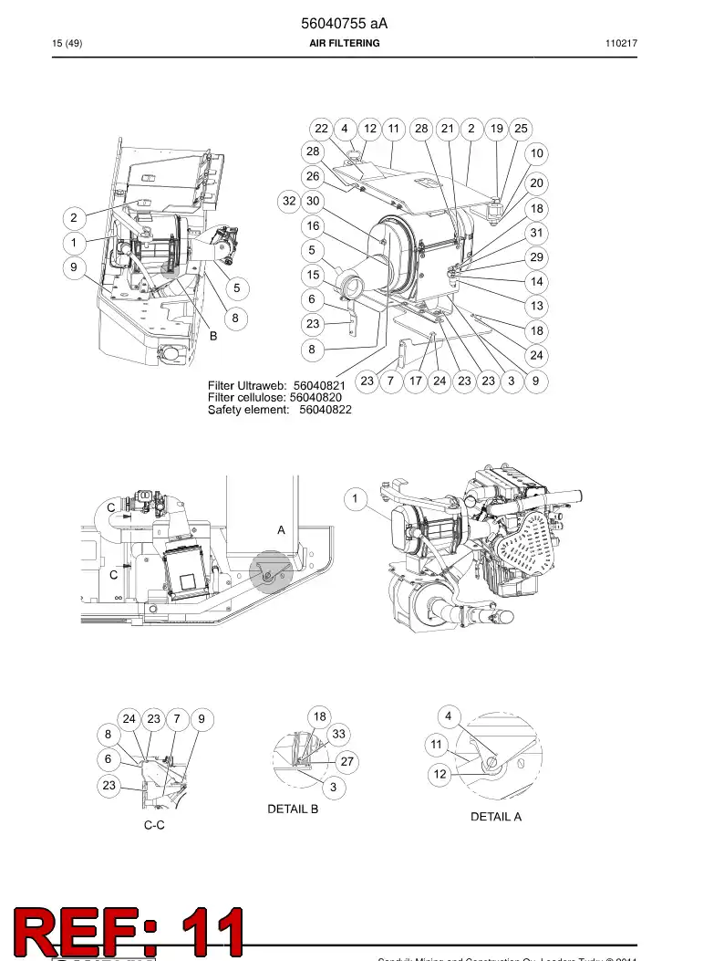 56023556 560 235 56 Reaction bar - Sandvik Technical Drawing