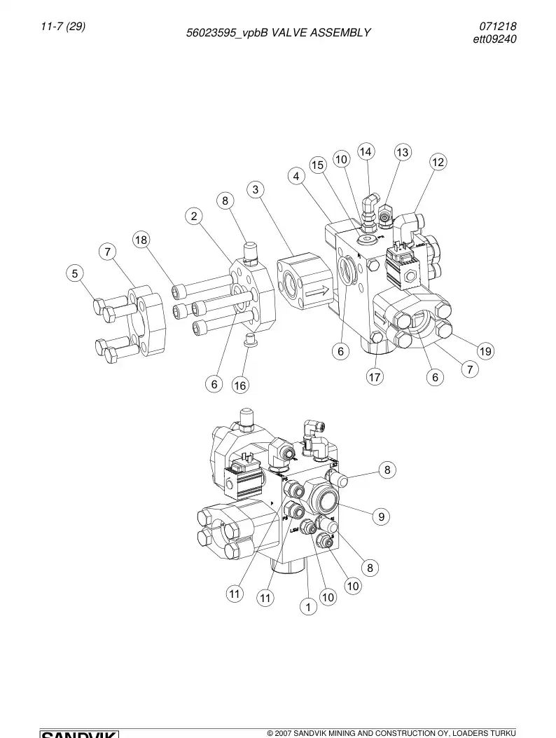 56023595b 560 235 95b VALVE ASSEMBLY - Sandvik Technical Drawing