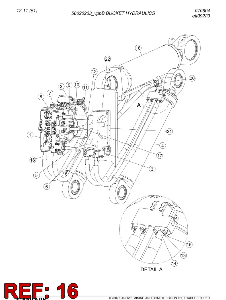 56023837 560 238 37 Hydraulic hose - Sandvik Technical Drawing