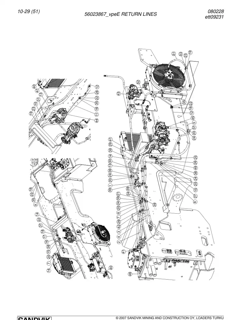 56023867d 560 238 67d RETURN LINES - Sandvik Technical Drawing