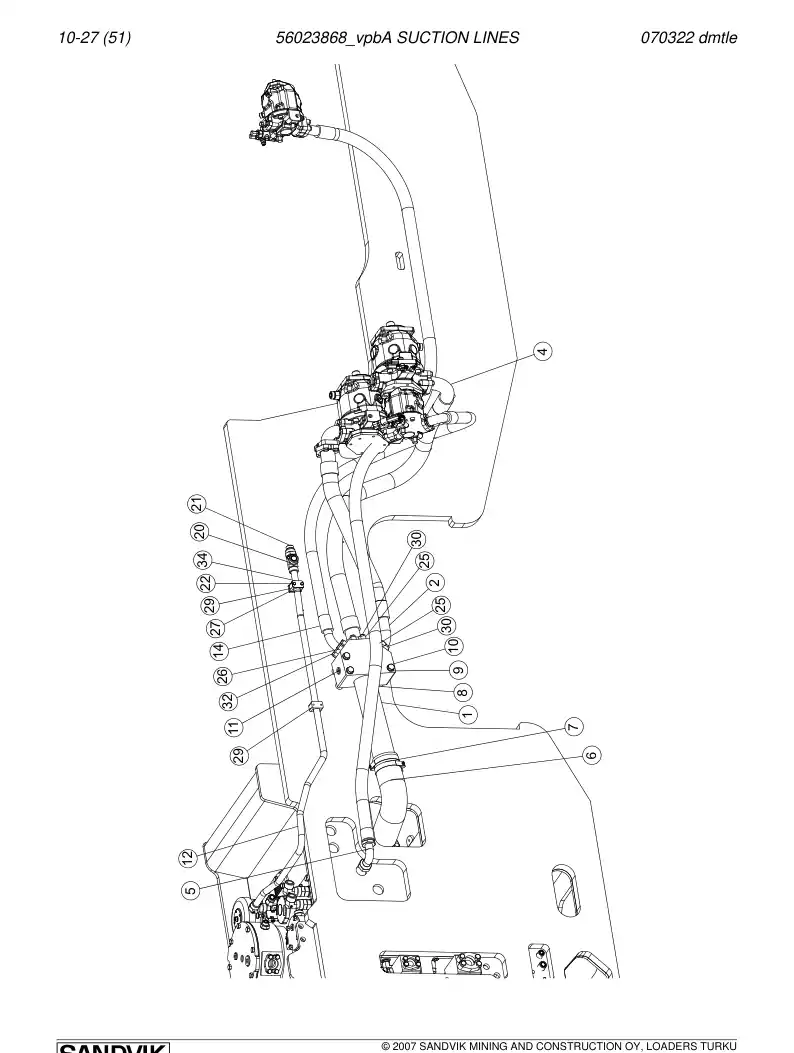 56023868b 560 238 68b SUCTION LINES - Sandvik Technical Drawing