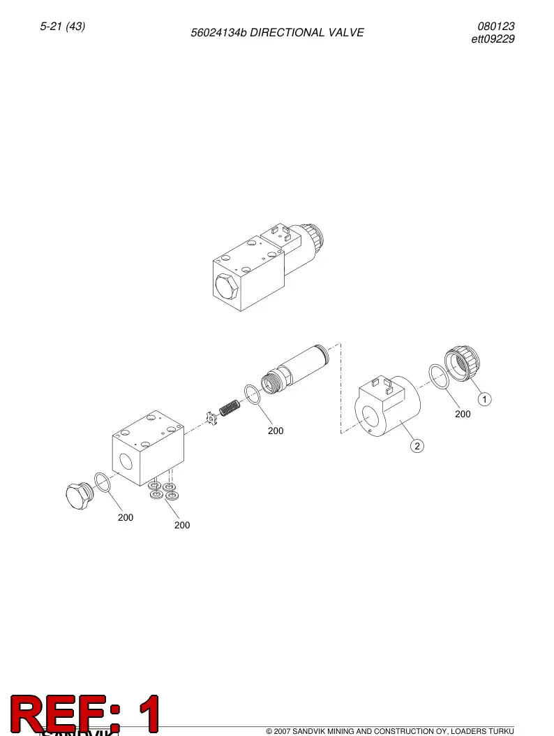 56024134b 560 241 34b Valve, Directional - Sandvik Technical Drawing