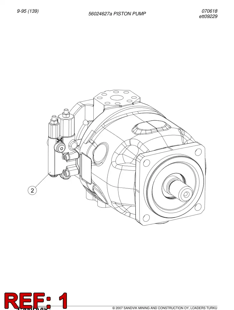 56024627a 560 246 27a PISTON PUMP - Sandvik Technical Drawing