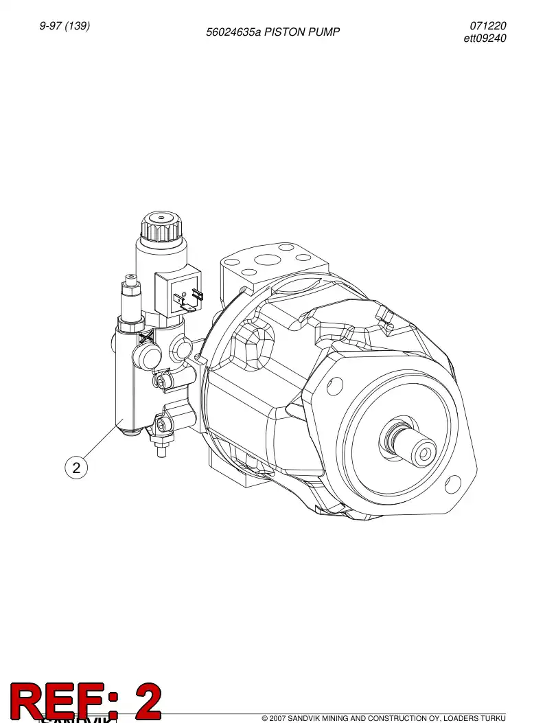 56024635a 560 246 35a Pump, PISTON - Sandvik Technical Drawing