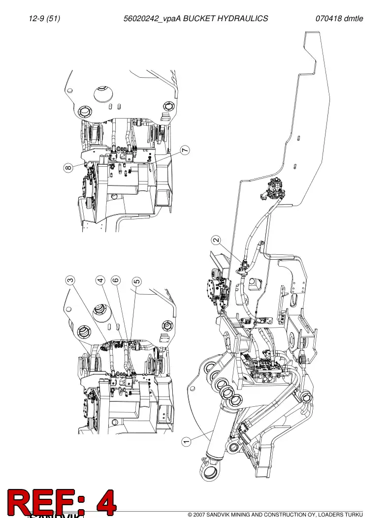 56024700 560 247 00 Hydraulic hose - Sandvik Technical Drawing