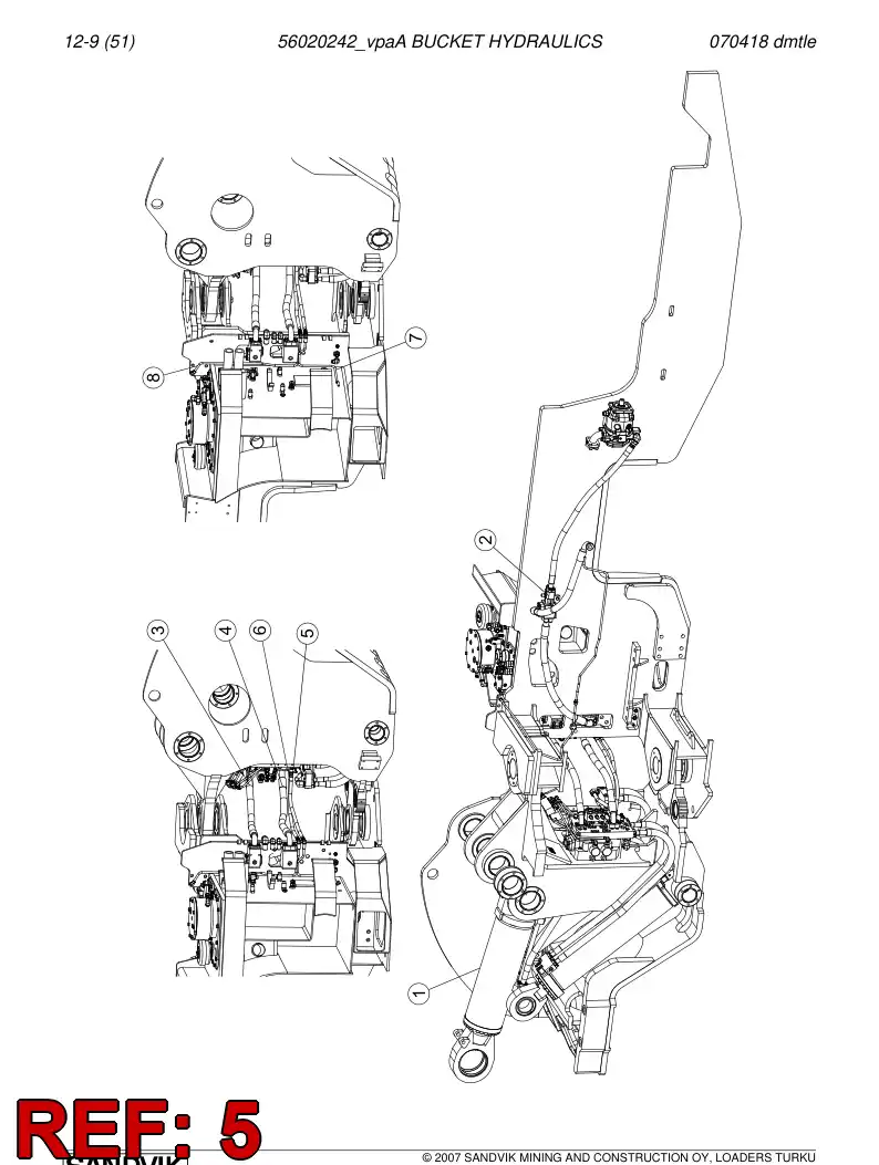 56024704 560 247 04 Hydraulic hose - Sandvik Technical Drawing
